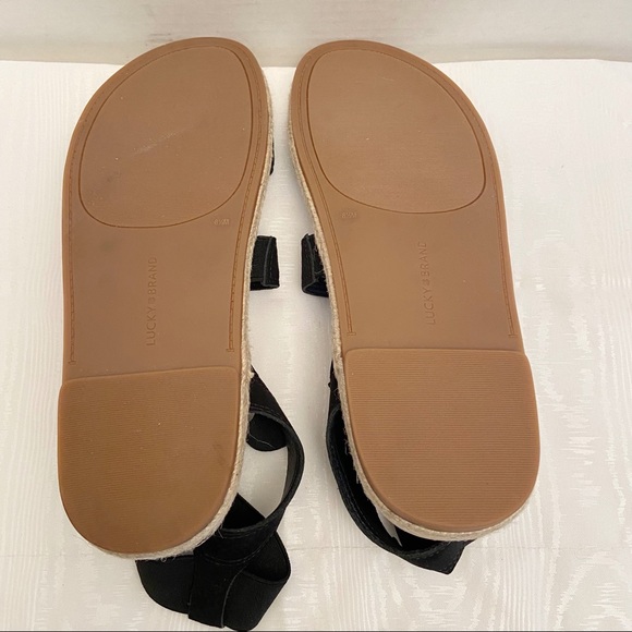 Lucky Brand Sandals Dilane Black Strappy Ankle Nubuck/ Elastic  Women's … - Picture 9 of 12